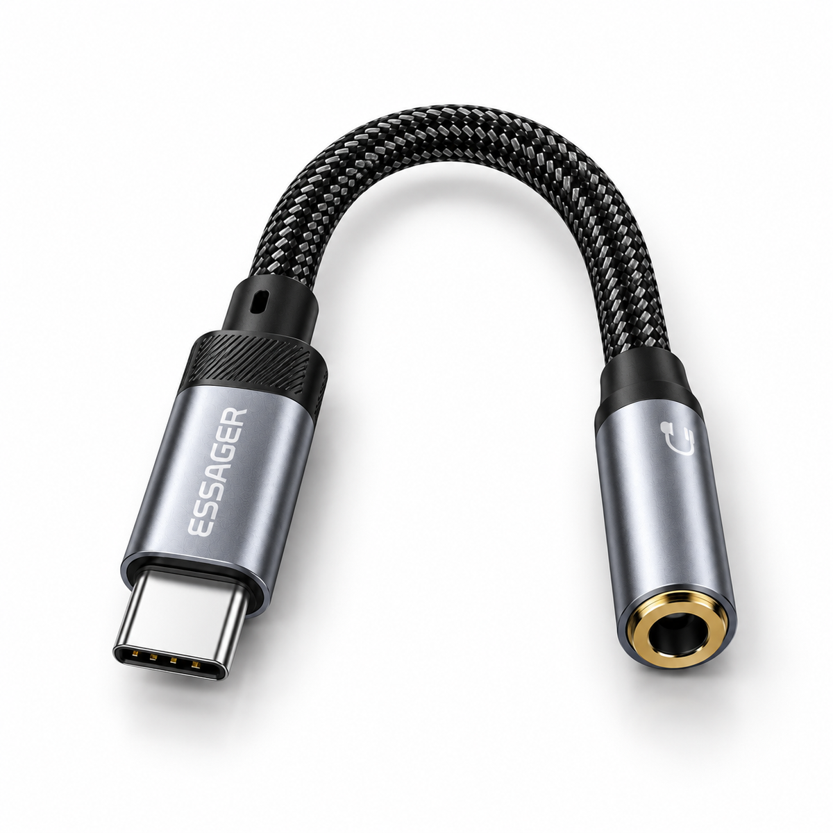 An ESSAGER USB-C to 3.5mm audio adapter cable on a clean white background.