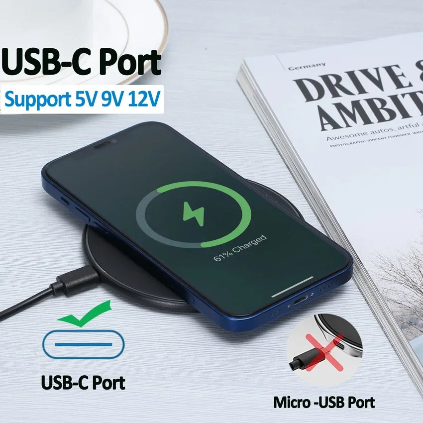 30W Fast Wireless Charger Pad – Slim, High-Power Charging