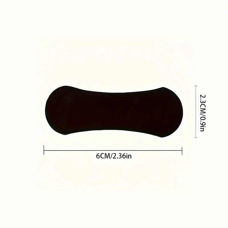 Black rectangular object with measurements on a white background