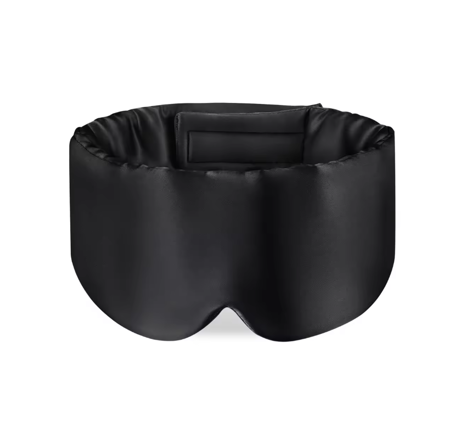 Black sleep mask on a white background