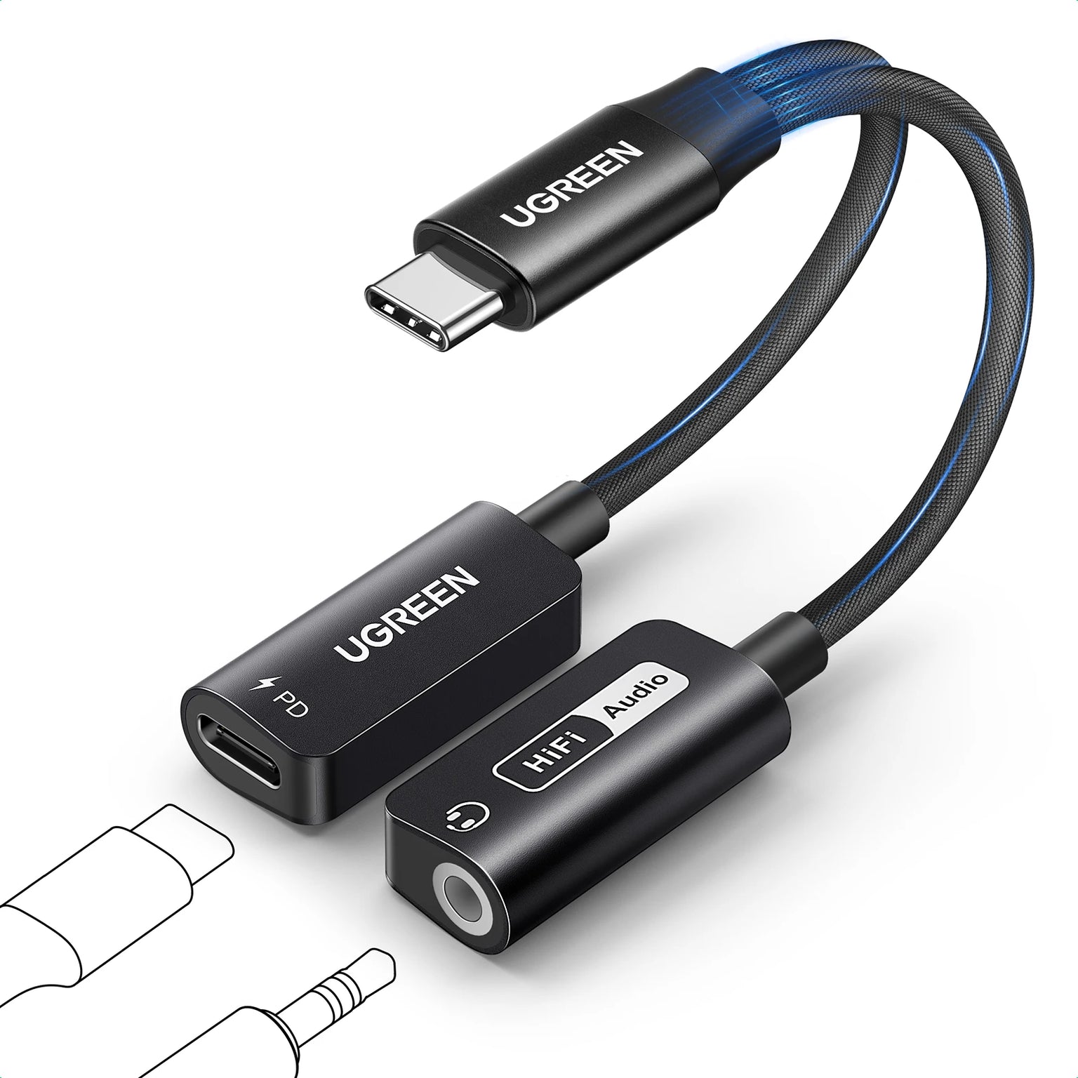 UGREEN audio adapter cable on a white background