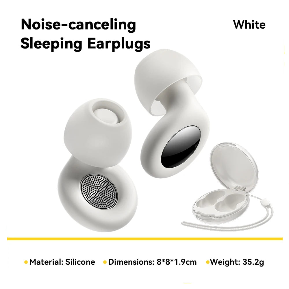 White noise-cancelling sleeping earplugs with packaging.